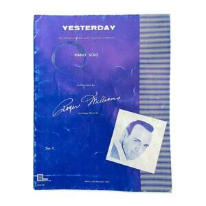 YESTERDAY John Lennon Paul Mc Cartney Vintage Sheet Music 1968 Roger Williams
